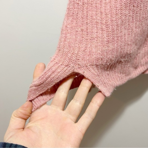 Madewell Ribbed Lyle Henley Size Medium Sweater Watermelon Sugar Pink Merino Woo - Picture 11 of 16